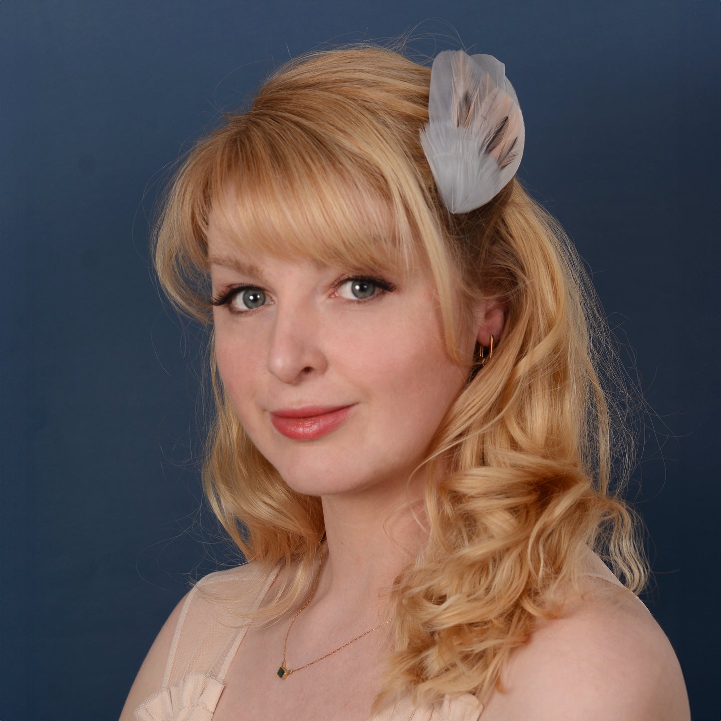 Feather Hair Clip in Grey and Blush Pink No.28