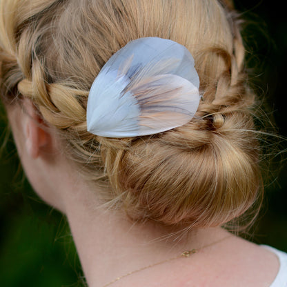 Feather Hair Clip in Grey and Blush Pink No.28