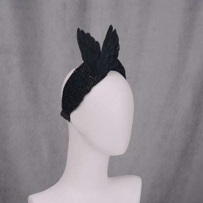 Hex - Black Bird Wing Turban Headband