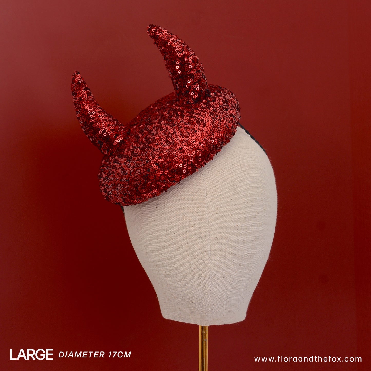 Lillith - Red Devil Sequin Beret Hat Button Fascinator - Devil Costume - Halloween