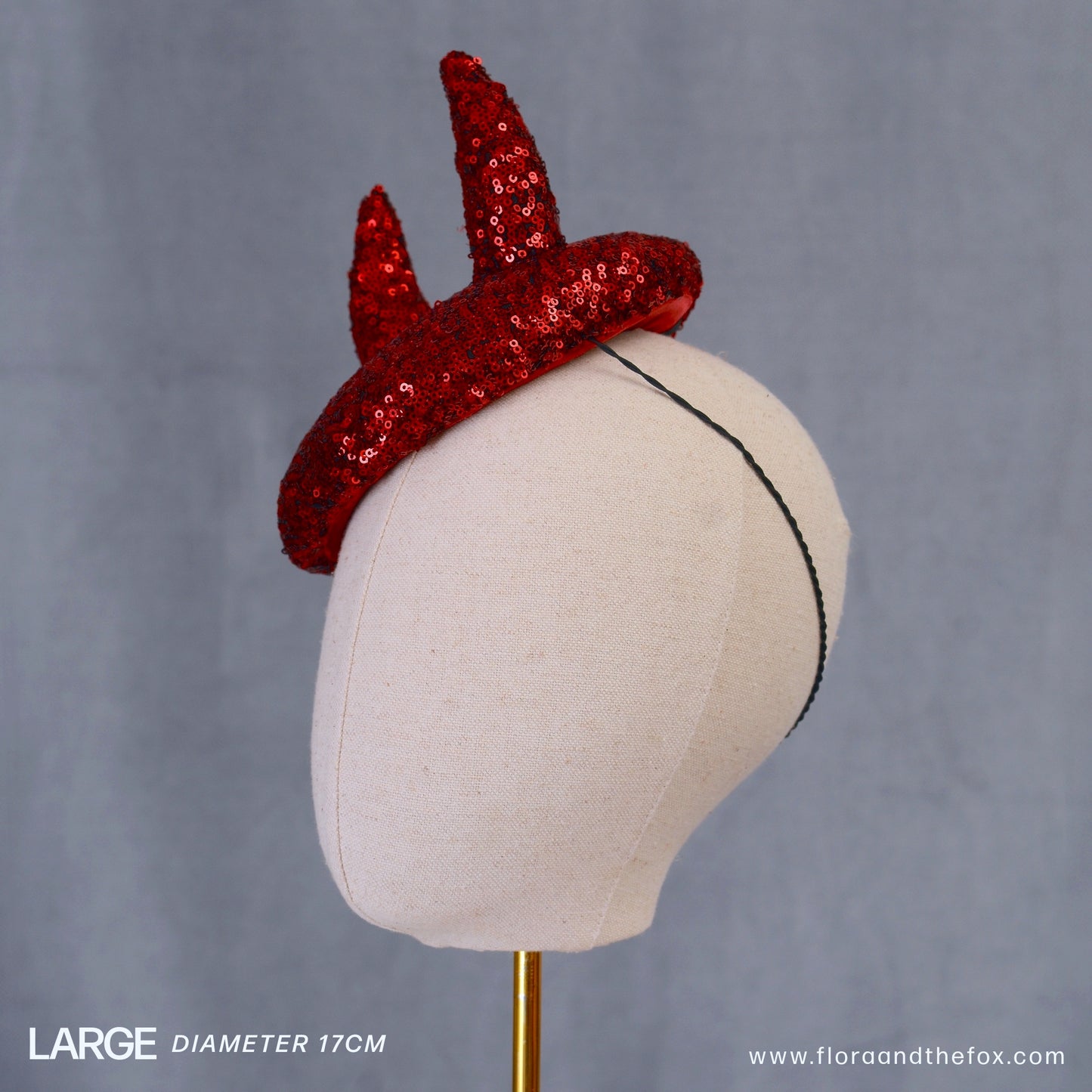 Lillith - Red Devil Sequin Beret Hat Button Fascinator - Devil Costume - Halloween