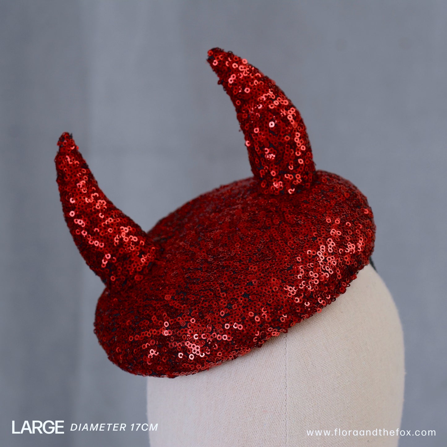 Lillith - Red Devil Sequin Beret Hat Button Fascinator - Devil Costume - Halloween