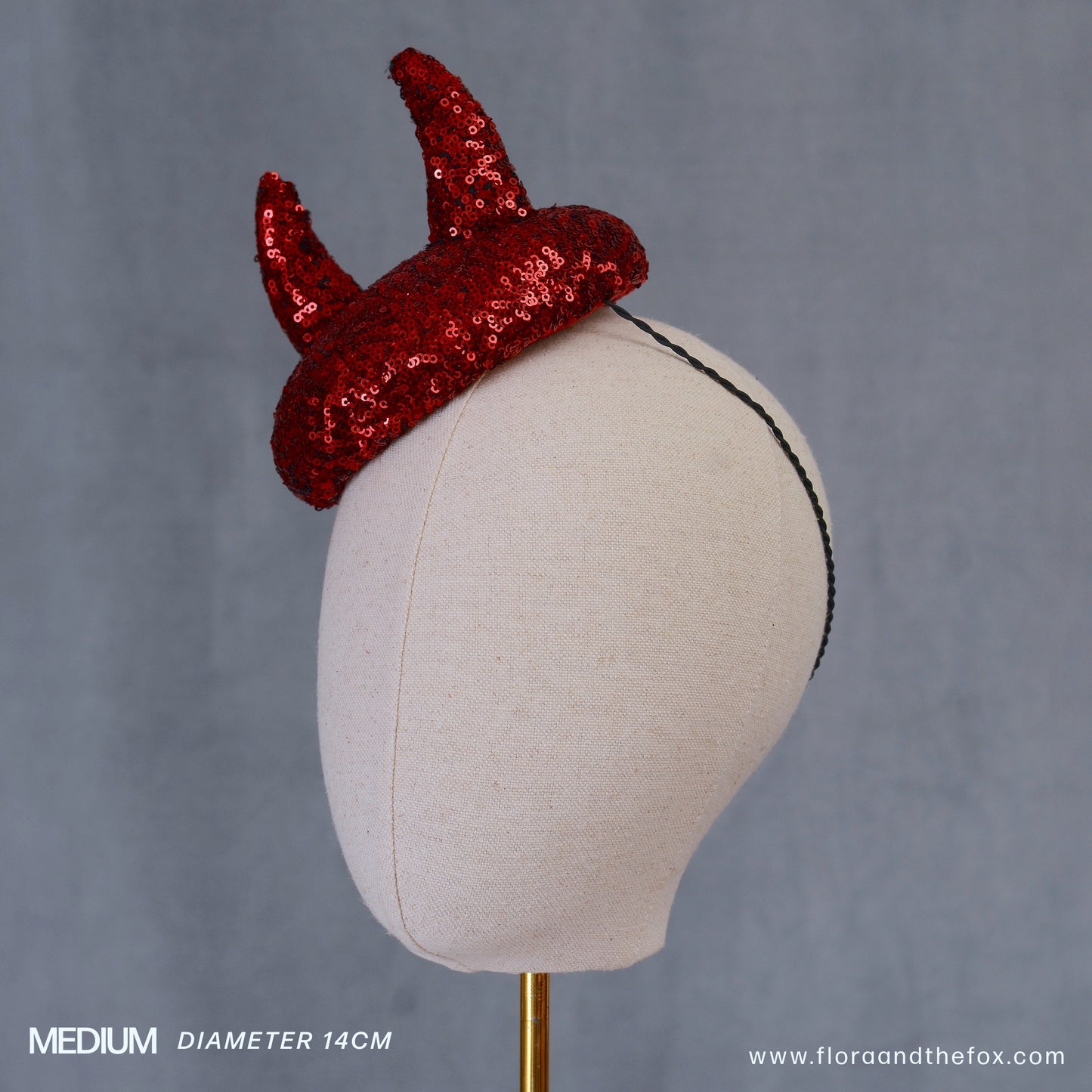 Lillith - Red Devil Sequin Beret Hat Button Fascinator - Devil Costume - Halloween