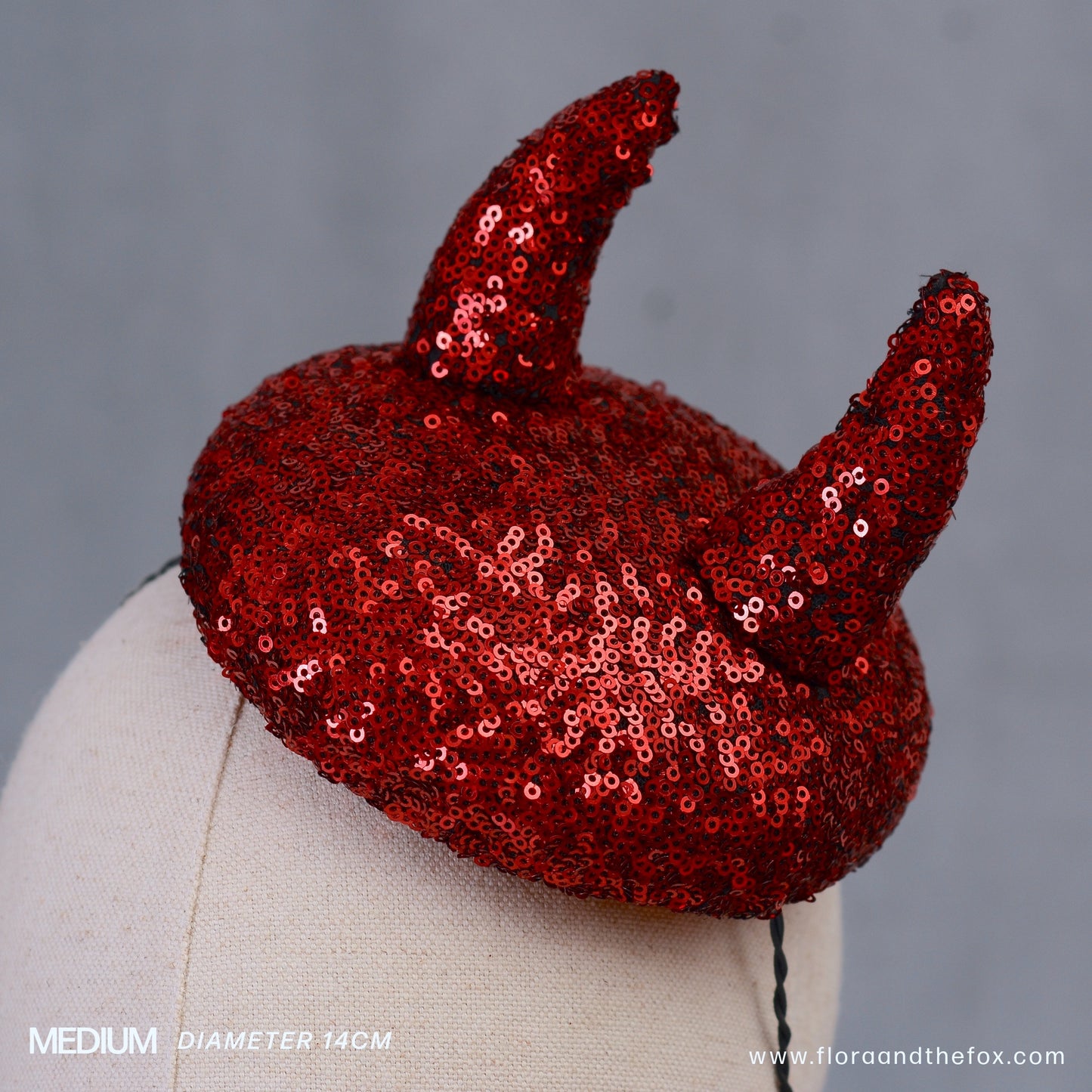 Lillith - Red Devil Sequin Beret Hat Button Fascinator - Devil Costume - Halloween