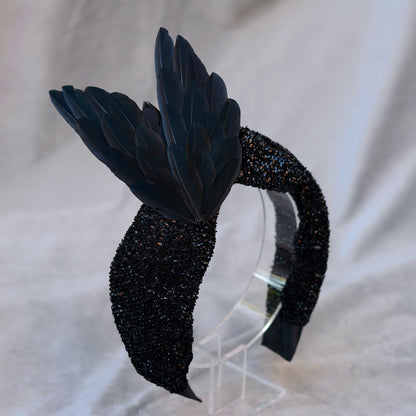 Hex - Black Bird Wing Turban Headband