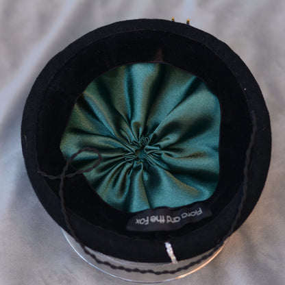 Anansi -  Black Wool Jewelled Spider Beret