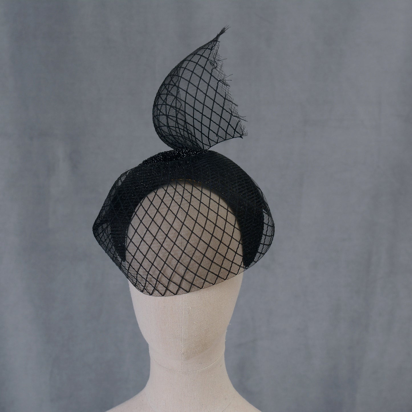 The Countess - Black Sweeping Veiled Headband Headpiece