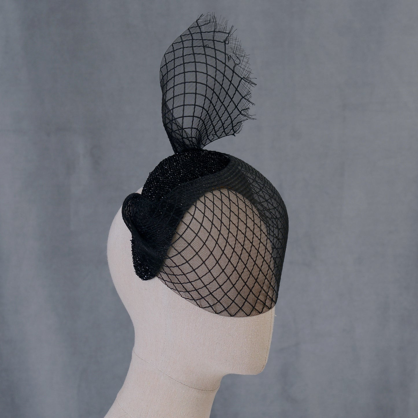 The Countess - Black Sweeping Veiled Headband Headpiece