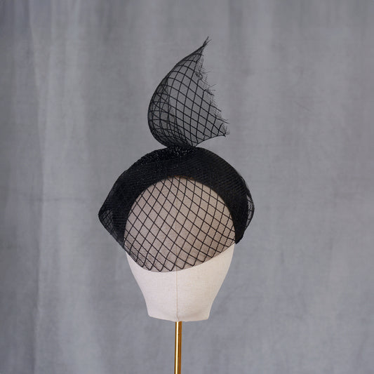 The Countess - Black Sweeping Veiled Headband Headpiece