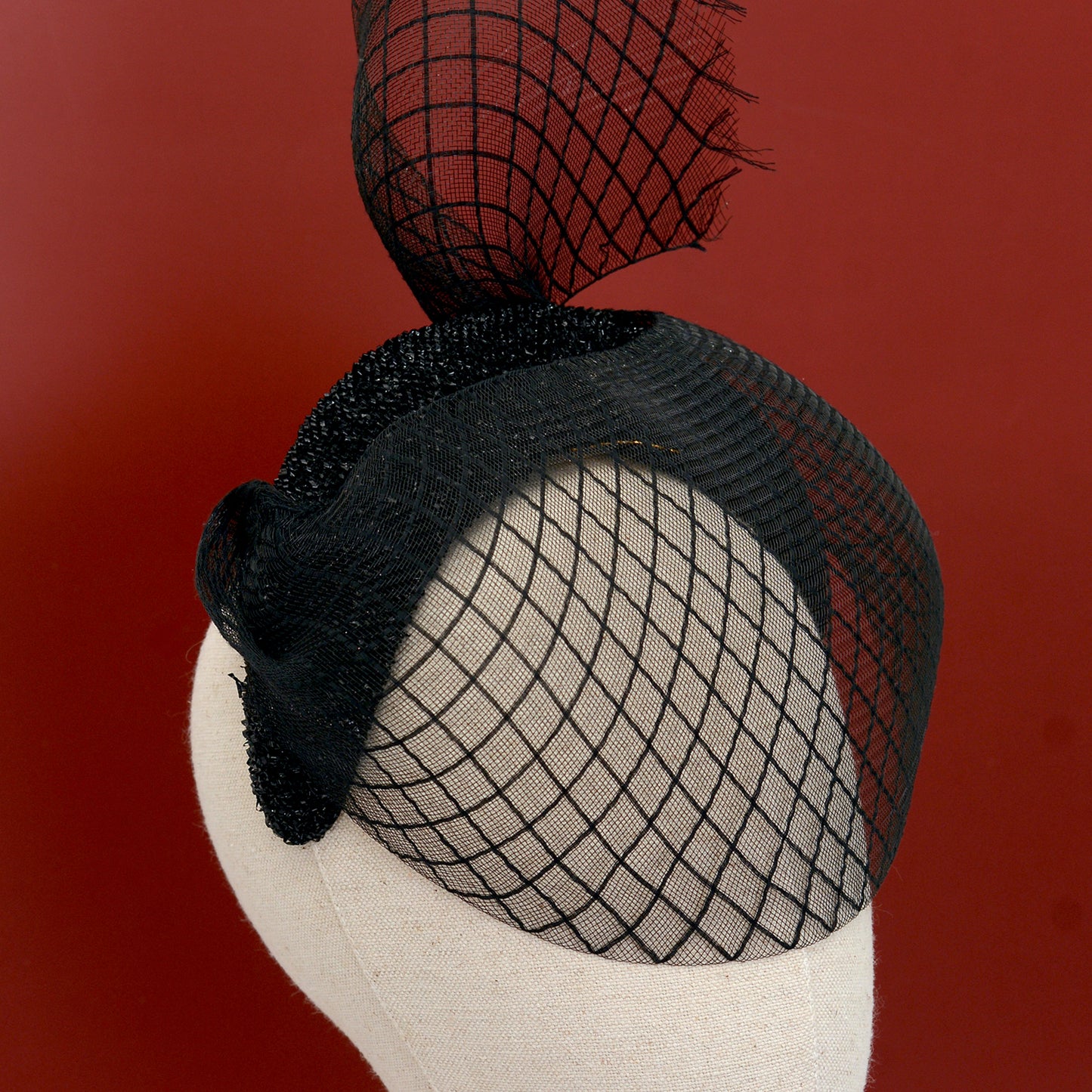 The Countess - Black Sweeping Veiled Headband Headpiece