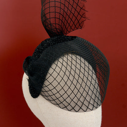 The Countess - Black Sweeping Veiled Headband Headpiece