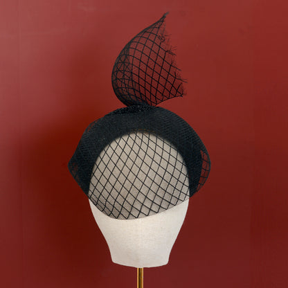 The Countess - Black Sweeping Veiled Headband Headpiece