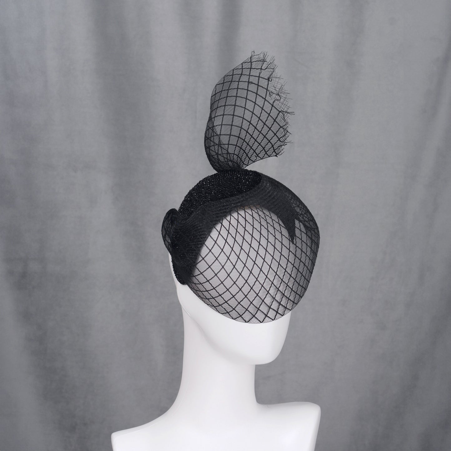 The Countess - Black Sweeping Veiled Headband Headpiece