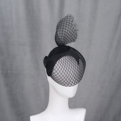 The Countess - Black Sweeping Veiled Headband Headpiece