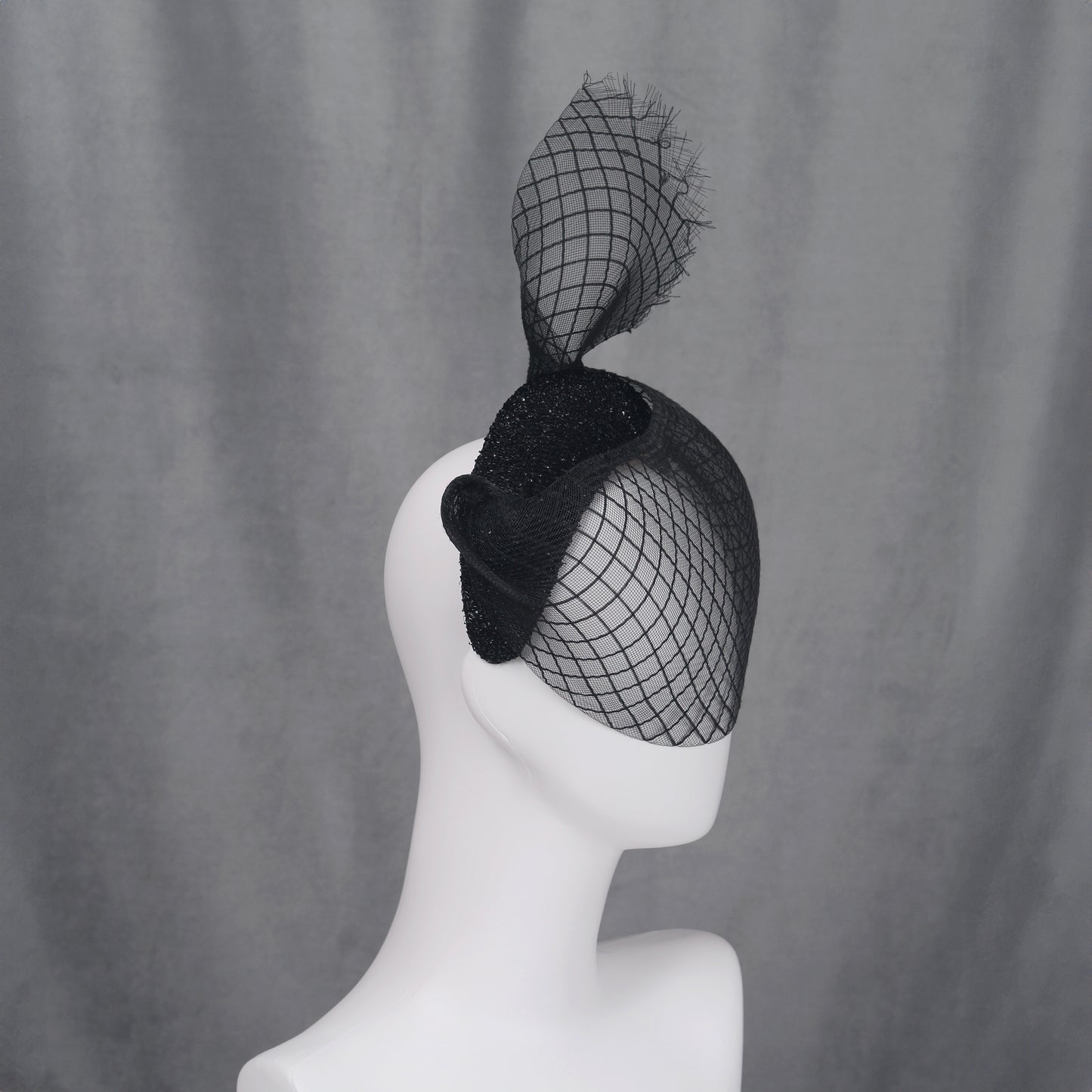 The Countess - Black Sweeping Veiled Headband Headpiece