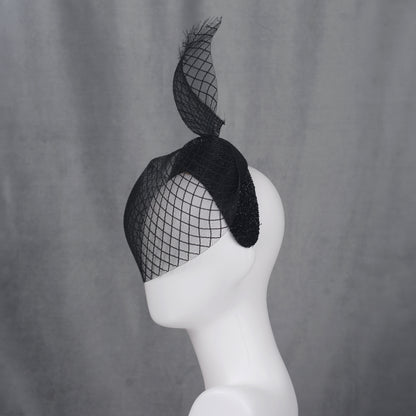 The Countess - Black Sweeping Veiled Headband Headpiece