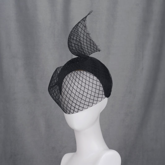 The Countess - Black Sweeping Veiled Headband Headpiece