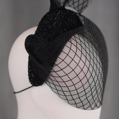 The Countess - Black Sweeping Veiled Headband Headpiece