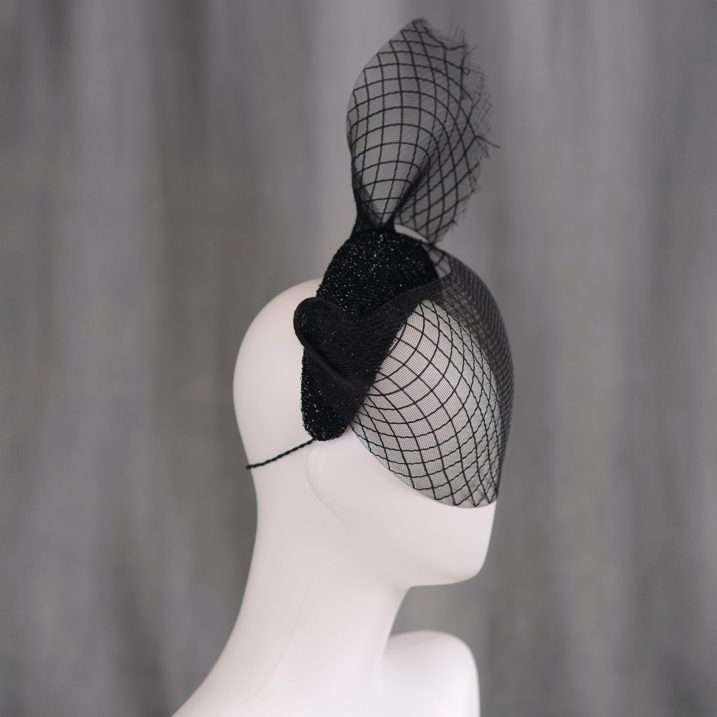 The Countess - Black Sweeping Veiled Headband Headpiece