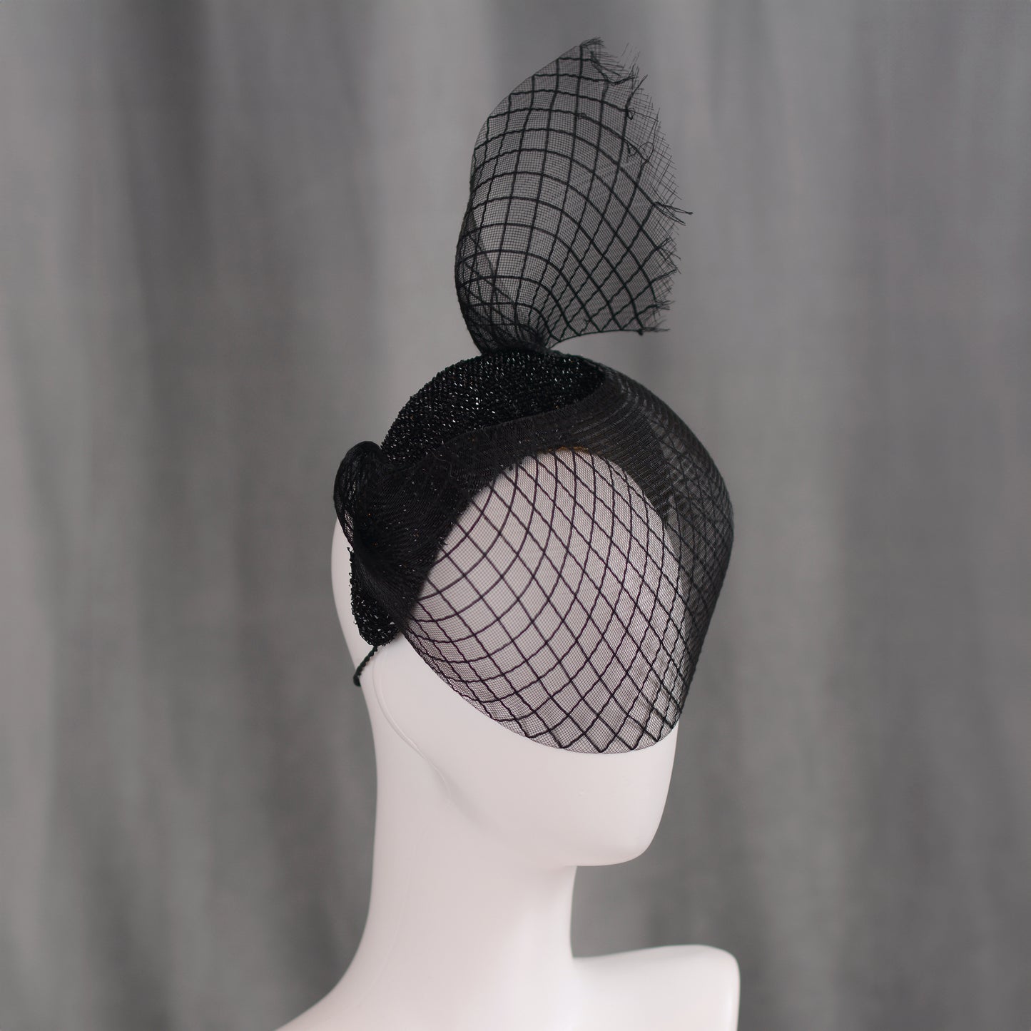 The Countess - Black Sweeping Veiled Headband Headpiece
