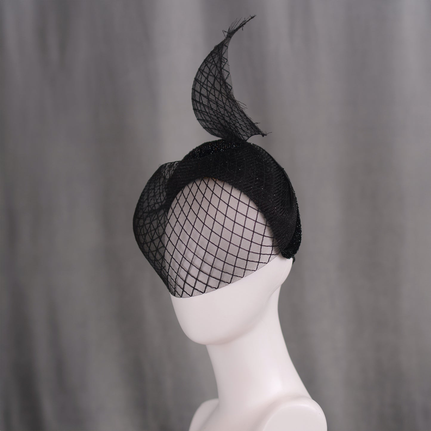 The Countess - Black Sweeping Veiled Headband Headpiece