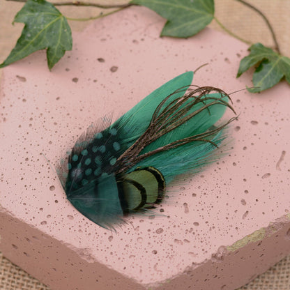 Small Green Feather Hair Clip No.003