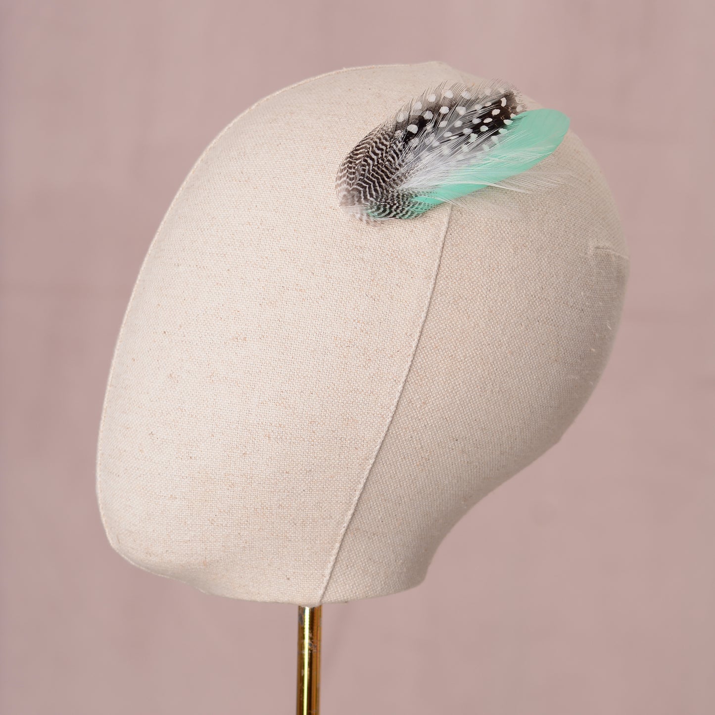 Feather Hair Clip in Mint Green and Polka Dot No.11
