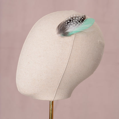 Feather Hair Clip in Mint Green and Polka Dot No.11