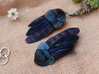 Navy Blue Pheasant Feather Hair Clip Fascinator No.18