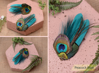 Small Peacock Feather Hair Clip in Teal, Green, Navy or Black No.002