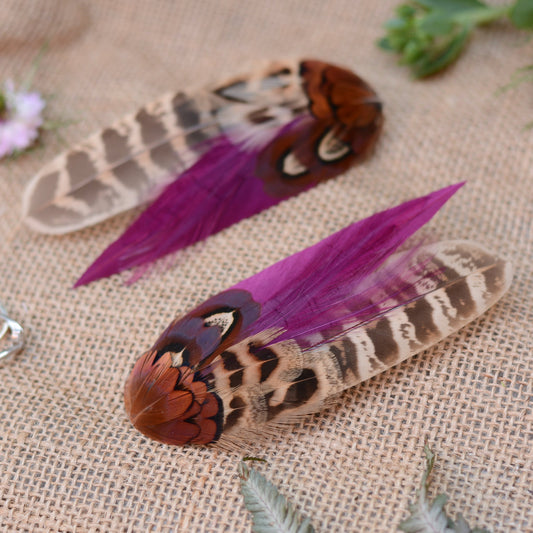 Plum Purple and Pheasant Feather Hair Clip