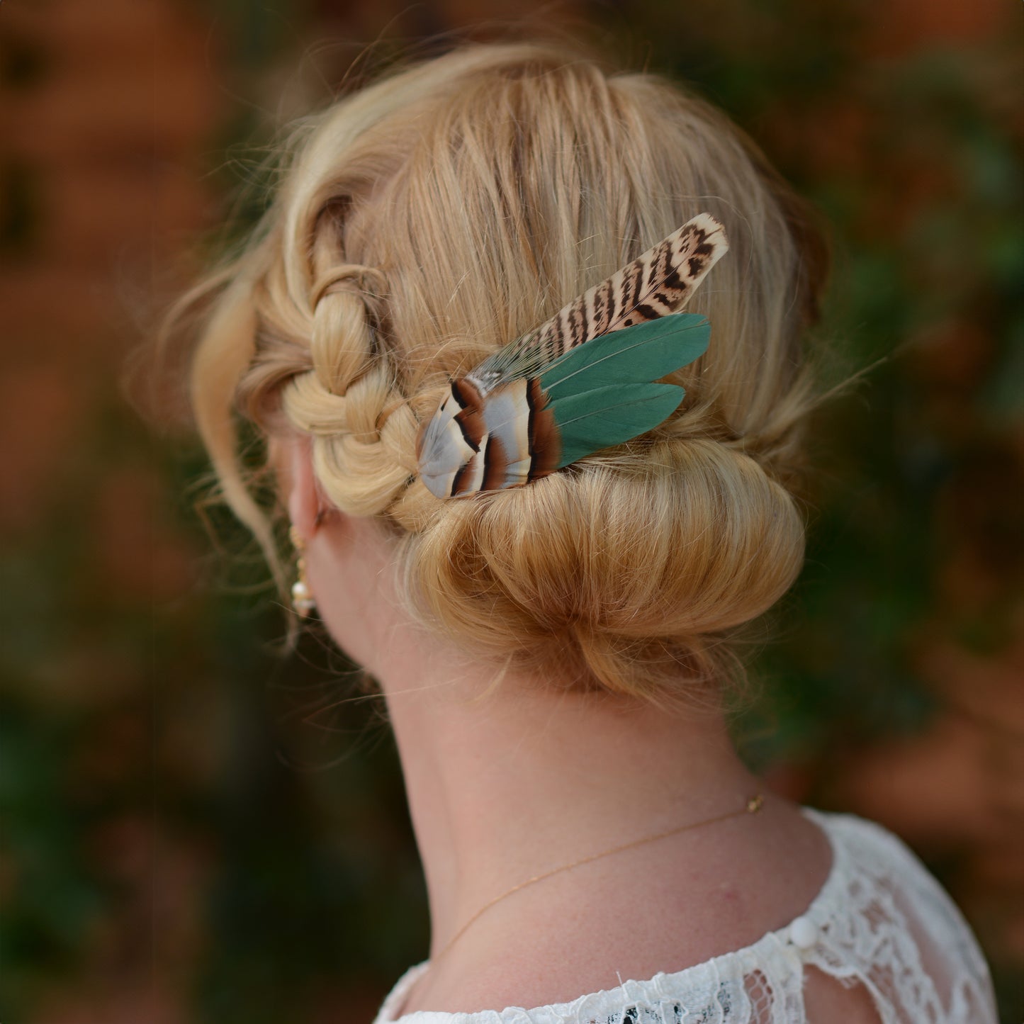 Pheasant Feather Hair Clip in Blue, Teal or Green