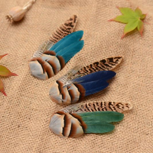 Pheasant Feather Hair Clip in Blue, Teal or Green