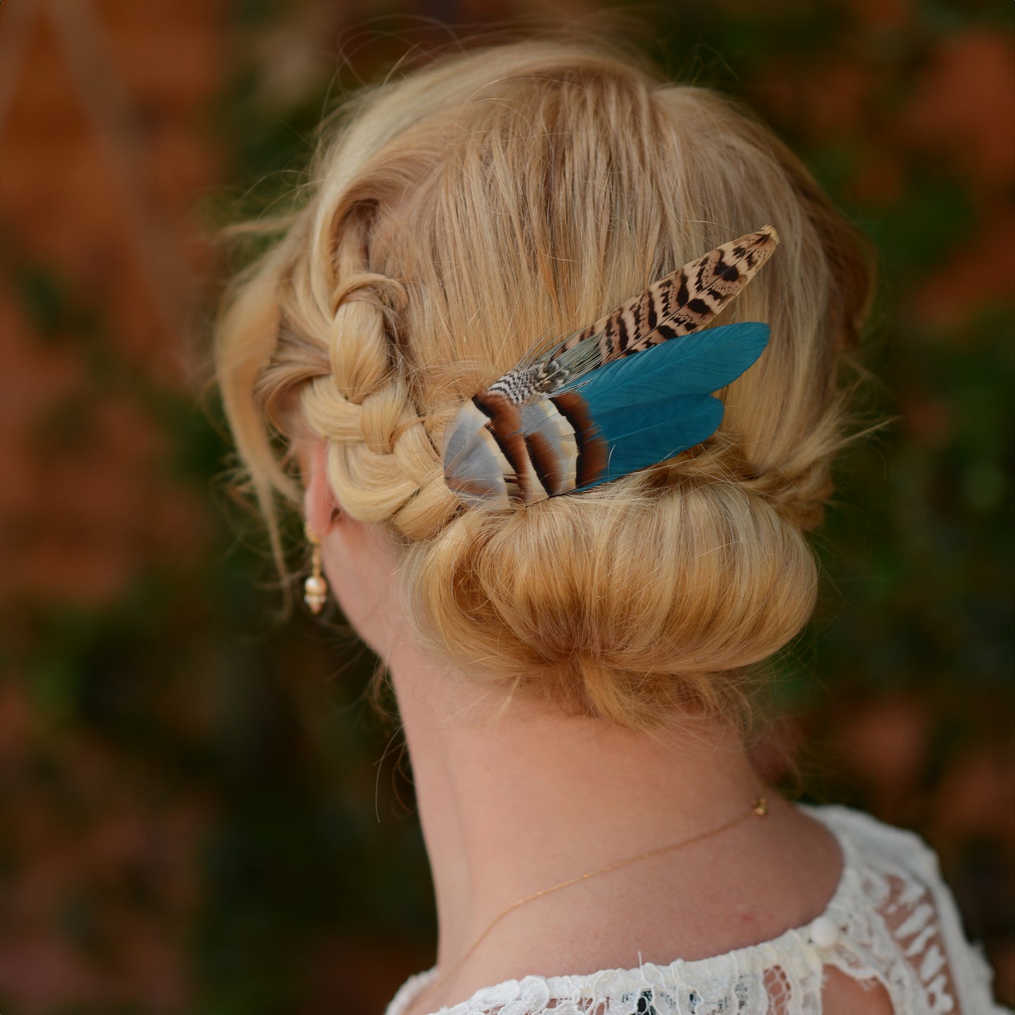 Pheasant Feather Hair Clip in Blue, Teal or Green