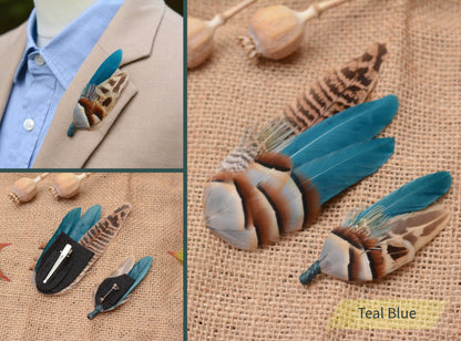 Pheasant Feather Hair Clip in Blue, Teal or Green