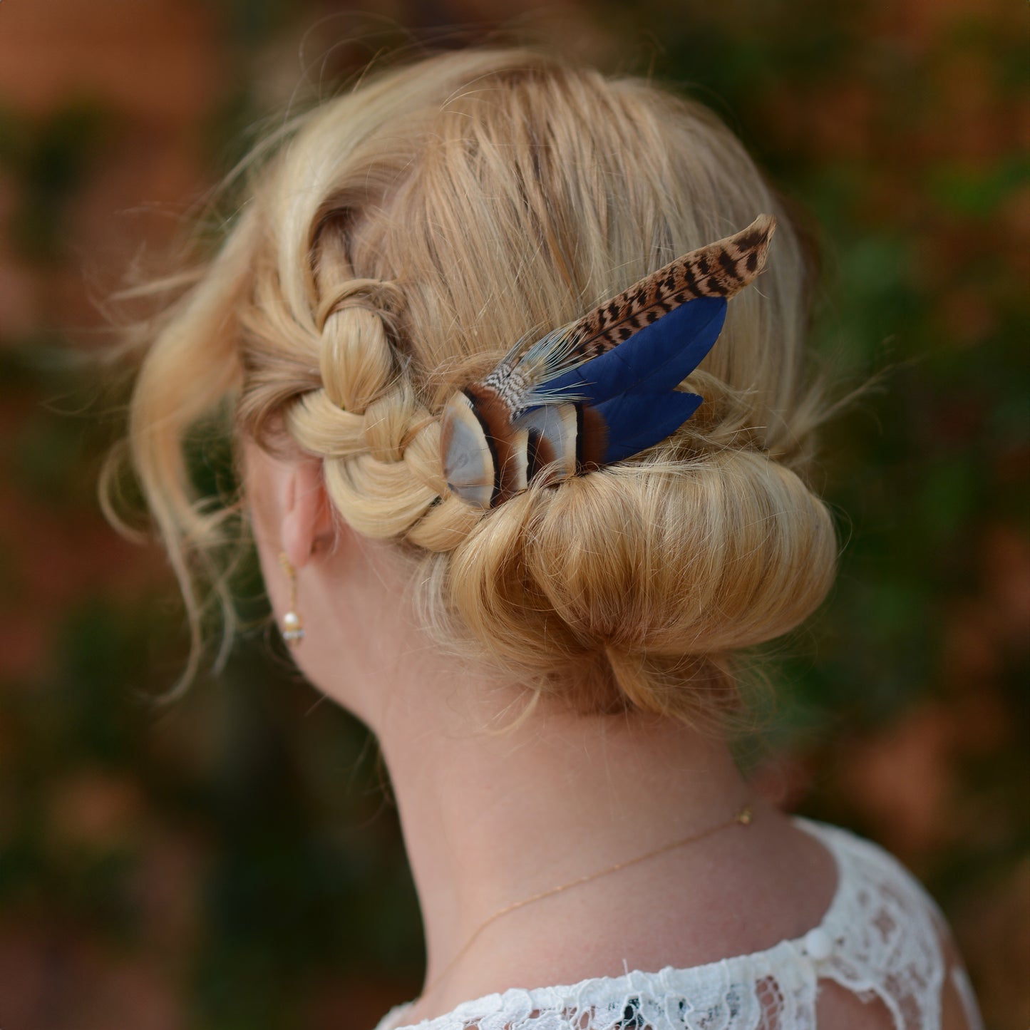 Pheasant Feather Hair Clip in Blue, Teal or Green