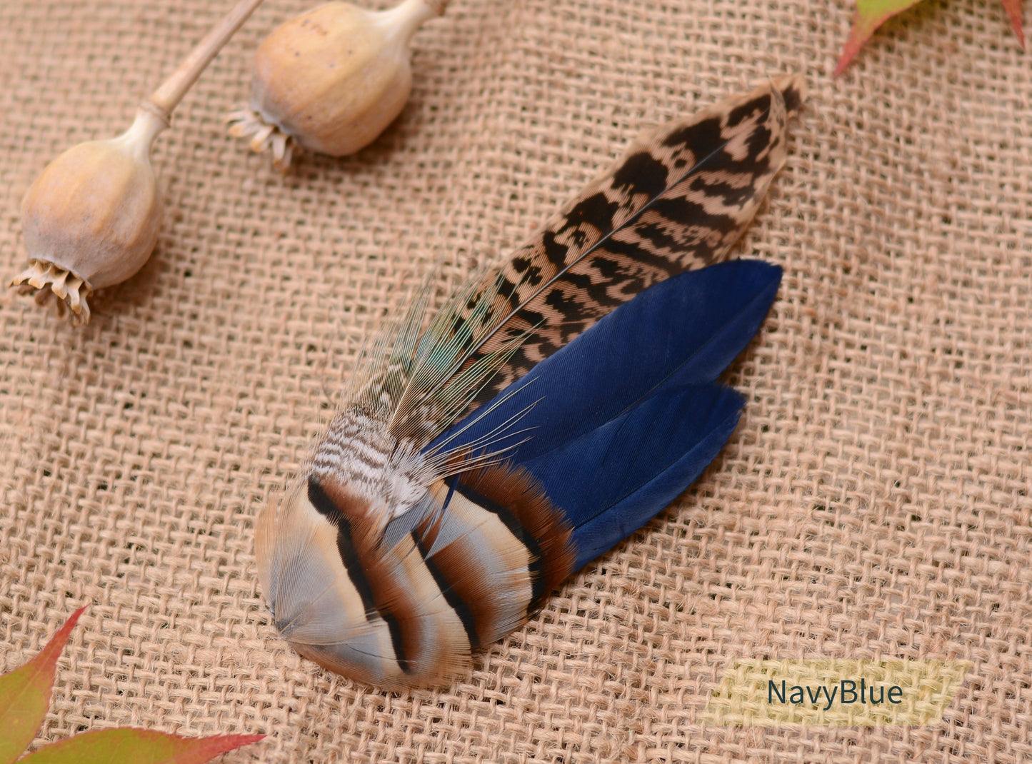 Pheasant Feather Hair Clip in Blue, Teal or Green
