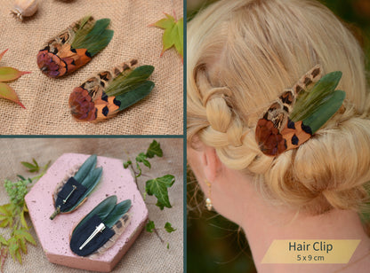 Green and Copper Pheasant Feather Lapel Pin No.85