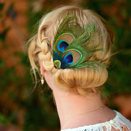 Peacock Feather Hair Clip No.091