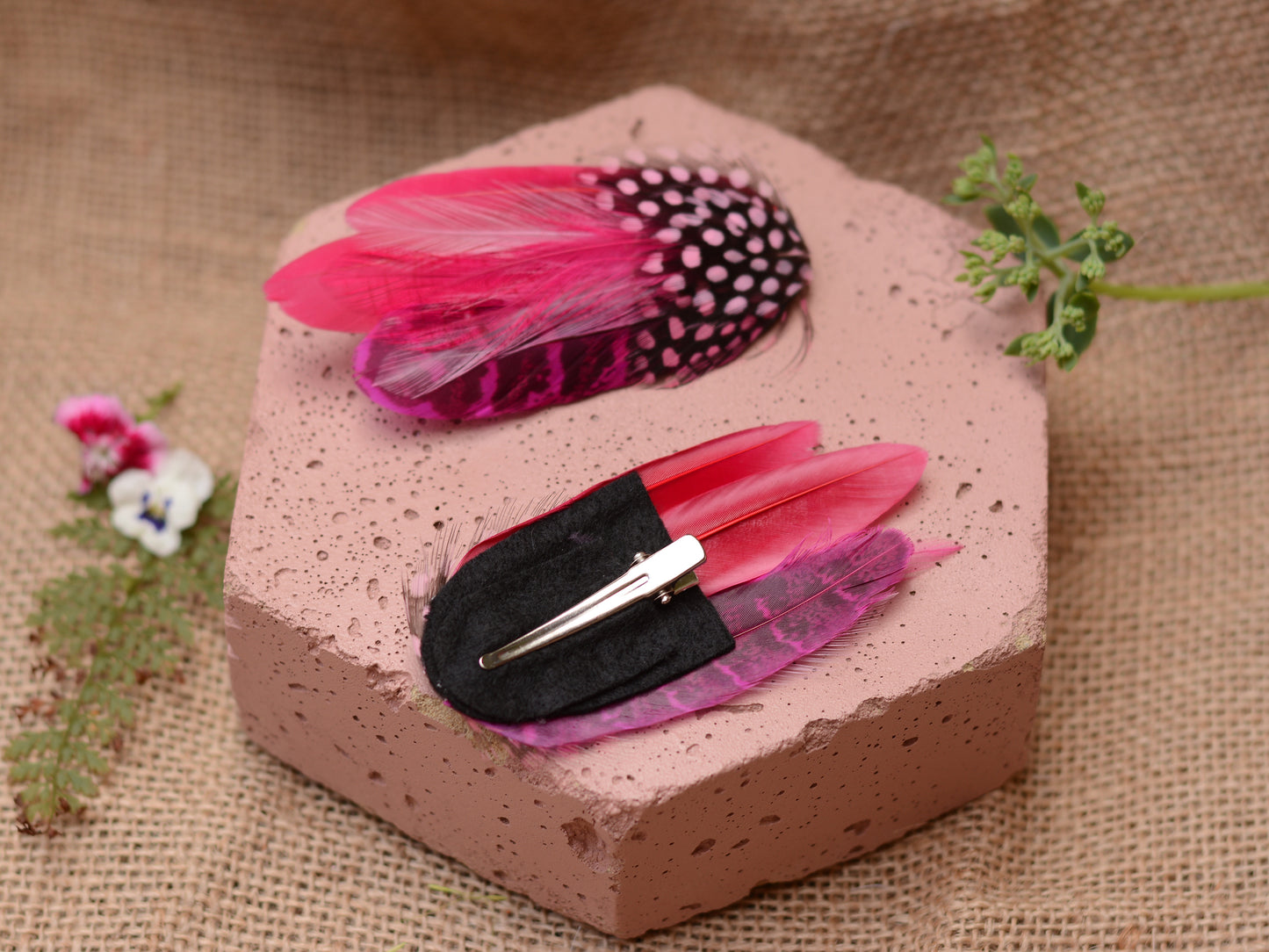 Shades of Pink Feather Hair Clip No.121