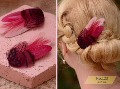 Pink Feather Hair Clips