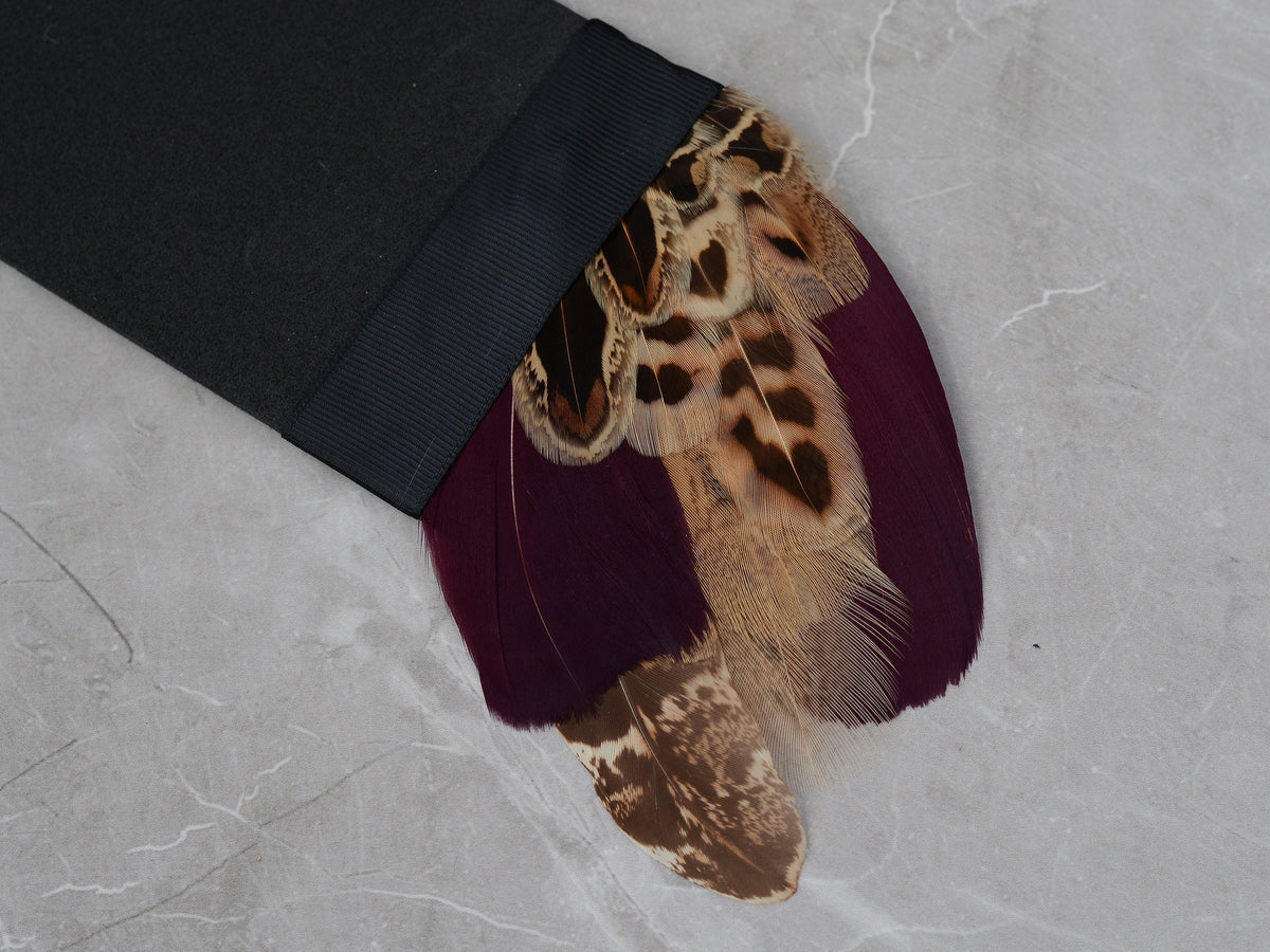 Burgundy and Blonde Pheasant Feather Pocket Square No.196 | Suit Accessory | Feather Neck Tie | Grooms Outfit | Groomsmen Gift | Wedding