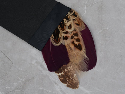 Burgundy and Blonde Pheasant Feather Pocket Square No.196 | Suit Accessory | Feather Neck Tie | Grooms Outfit | Groomsmen Gift | Wedding