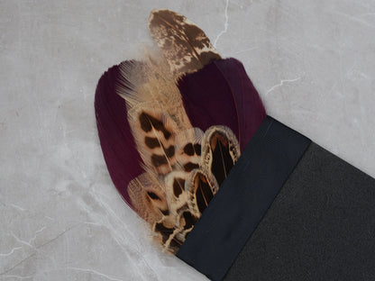 Burgundy and Blonde Pheasant Feather Pocket Square No.196 | Suit Accessory | Feather Neck Tie | Grooms Outfit | Groomsmen Gift | Wedding