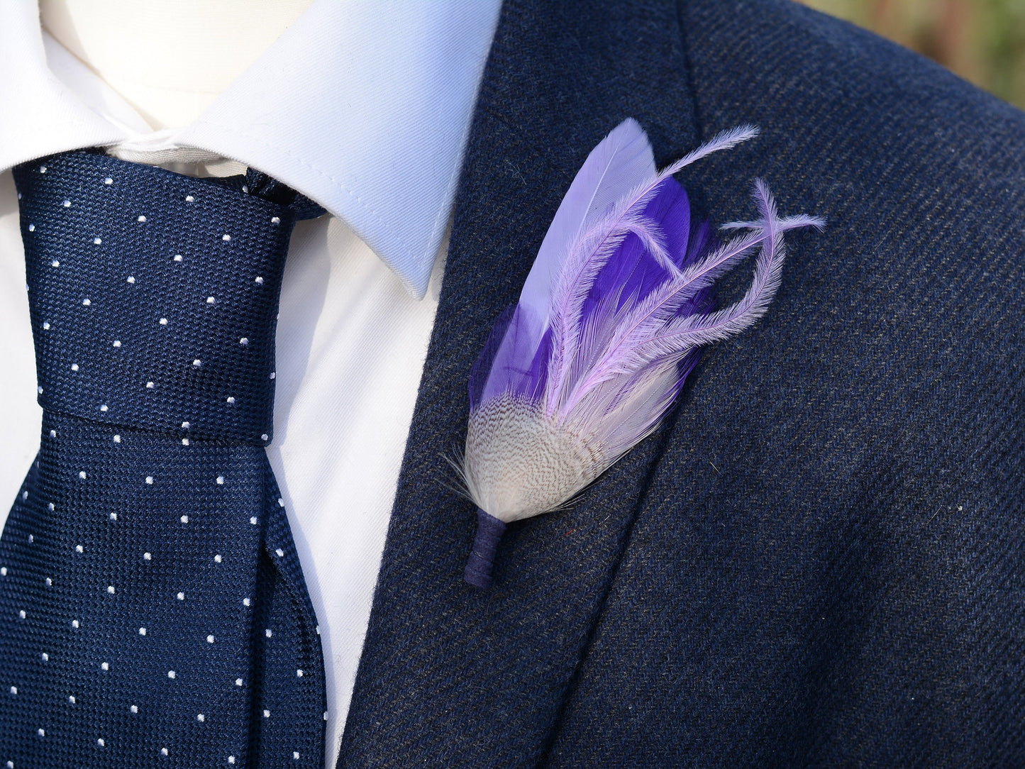 Lavender and Purple Feather Pin | Purple Feather Boutonniere | Feather Brooch | Feather Hat Pin