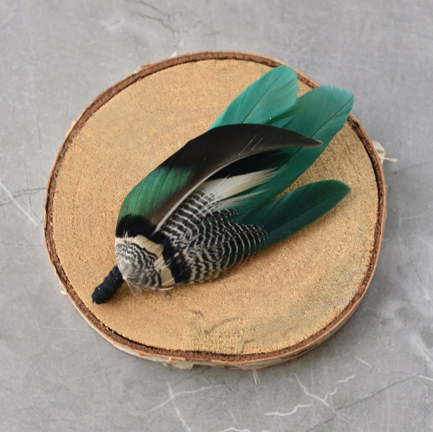 Bottle Green Duck Feather Pin | Duck Feather Boutonniere | Pheasant Feather Brooch | Feather Hat Pin