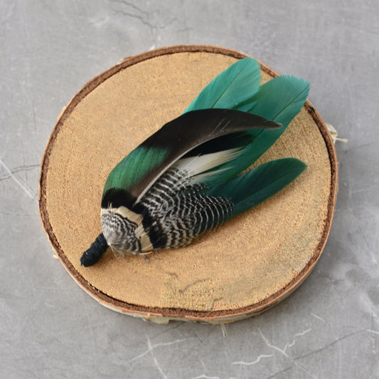 Bottle Green Duck Feather Pin | Duck Feather Boutonniere | Pheasant Feather Brooch | Feather Hat Pin