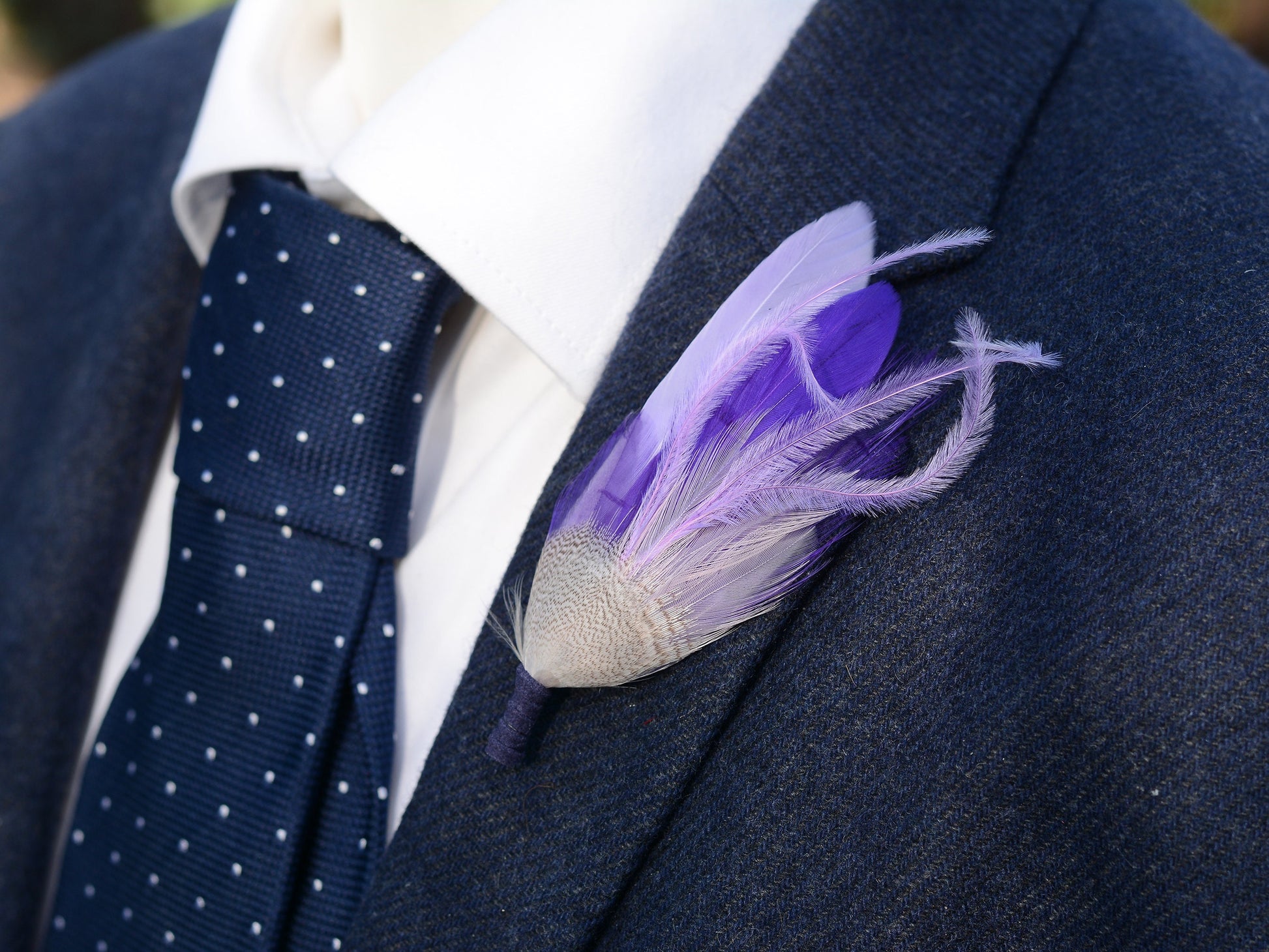Lavender and Purple Feather Pin | Purple Feather Boutonniere | Feather Brooch | Feather Hat Pin