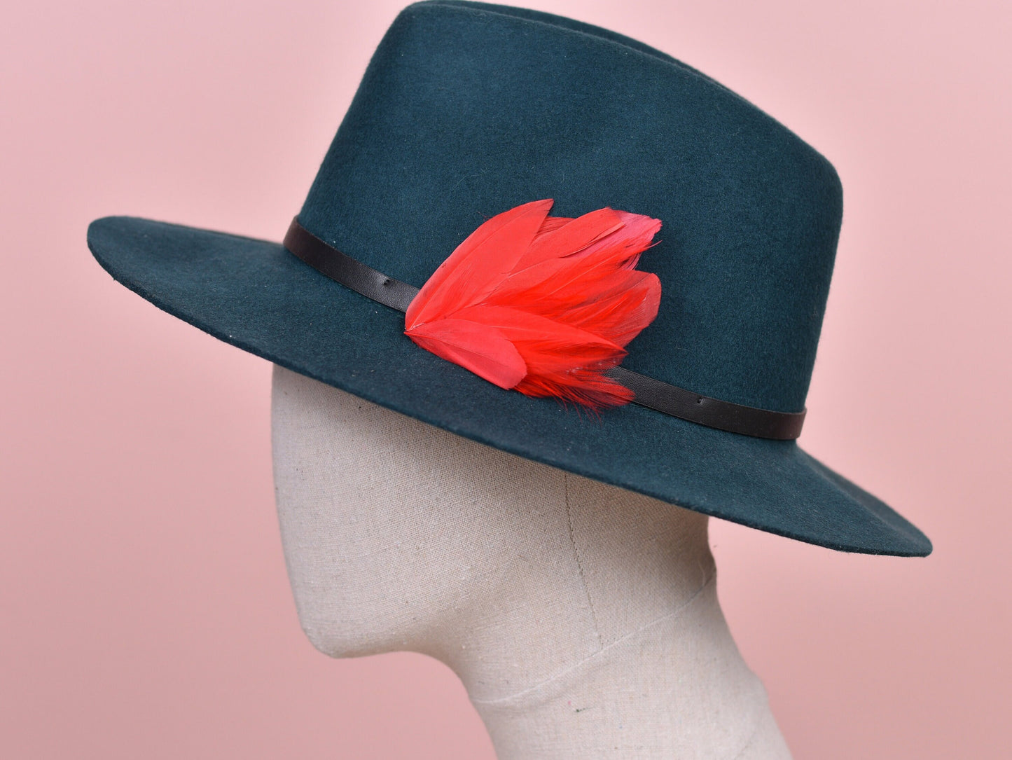 Red Feather Lapel Pin / Hat Pin No.129 | Unique Feather Boutonniere | Feather Brooch