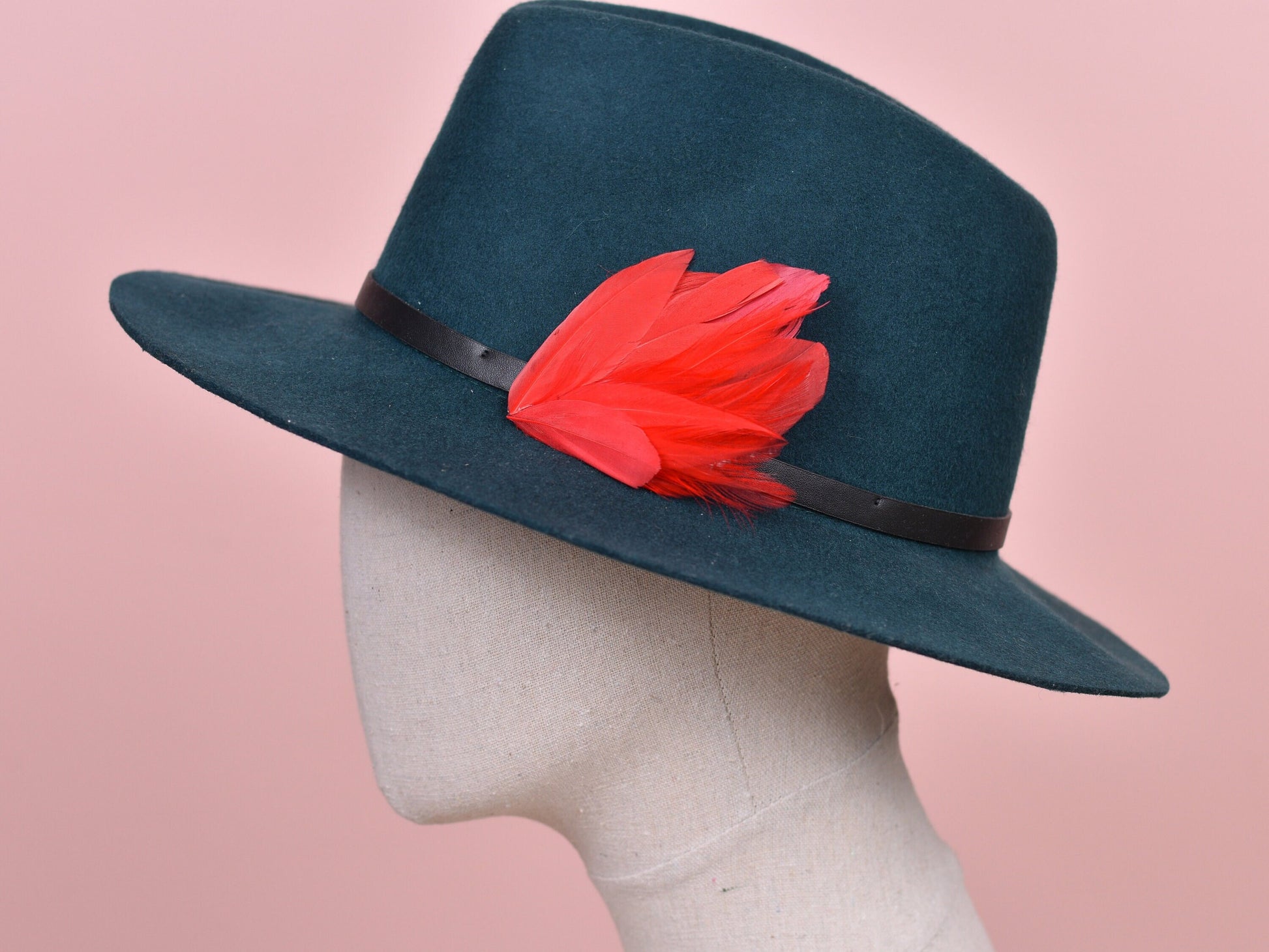 Red Feather Lapel Pin / Hat Pin No.129 | Unique Feather Boutonniere | Feather Brooch